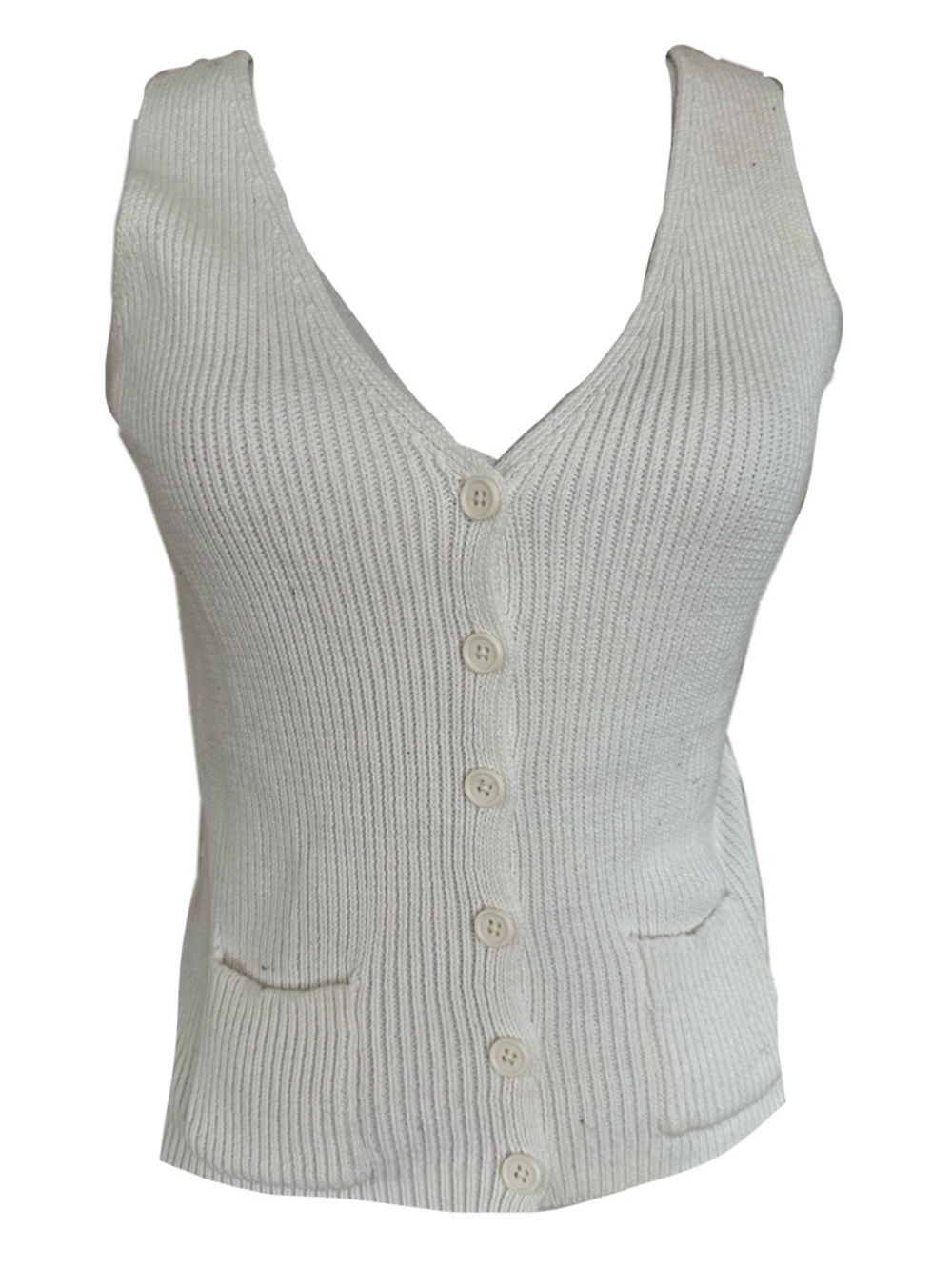 Brandy Melville Cream Ribbed Knit Vest with Label